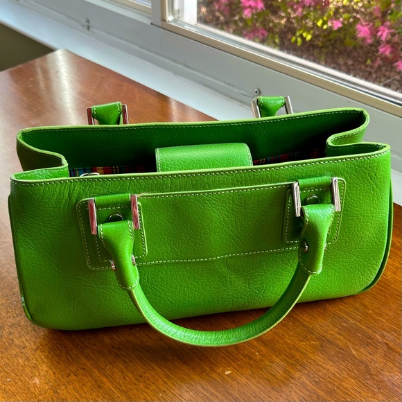 Nordstrom Lime Green Leather Double Handle Bag - Picture 3 of 12